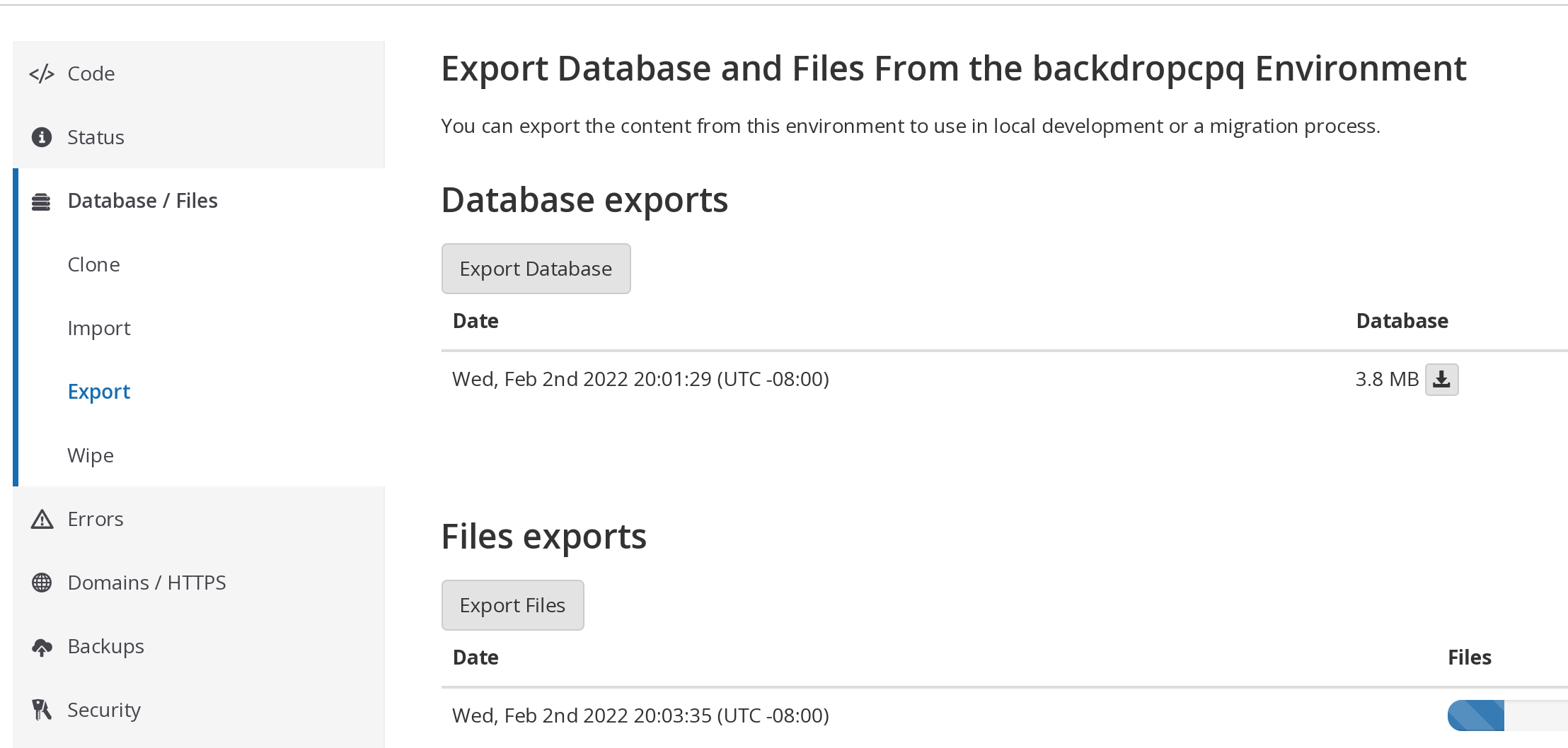 export files